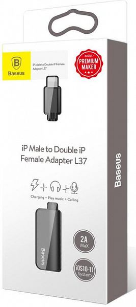 Аудио-переходник Baseus L37 IP Male to iP+iP Female Adapter (2 порта Lightning) CALL37-01 Черный