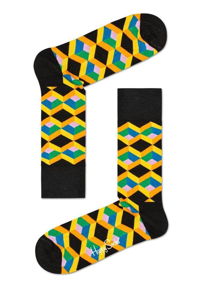Черные носки унисекс с зигзагами Optic Square Sock (Размер: 29) (Цвет: черный)
