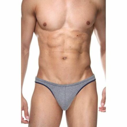 Трусы мужские стринги серые c синей окантовкой DARKZONE DZN6631