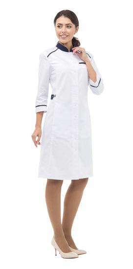 Халат женский "Нэви" LL1113 (белый/синий)