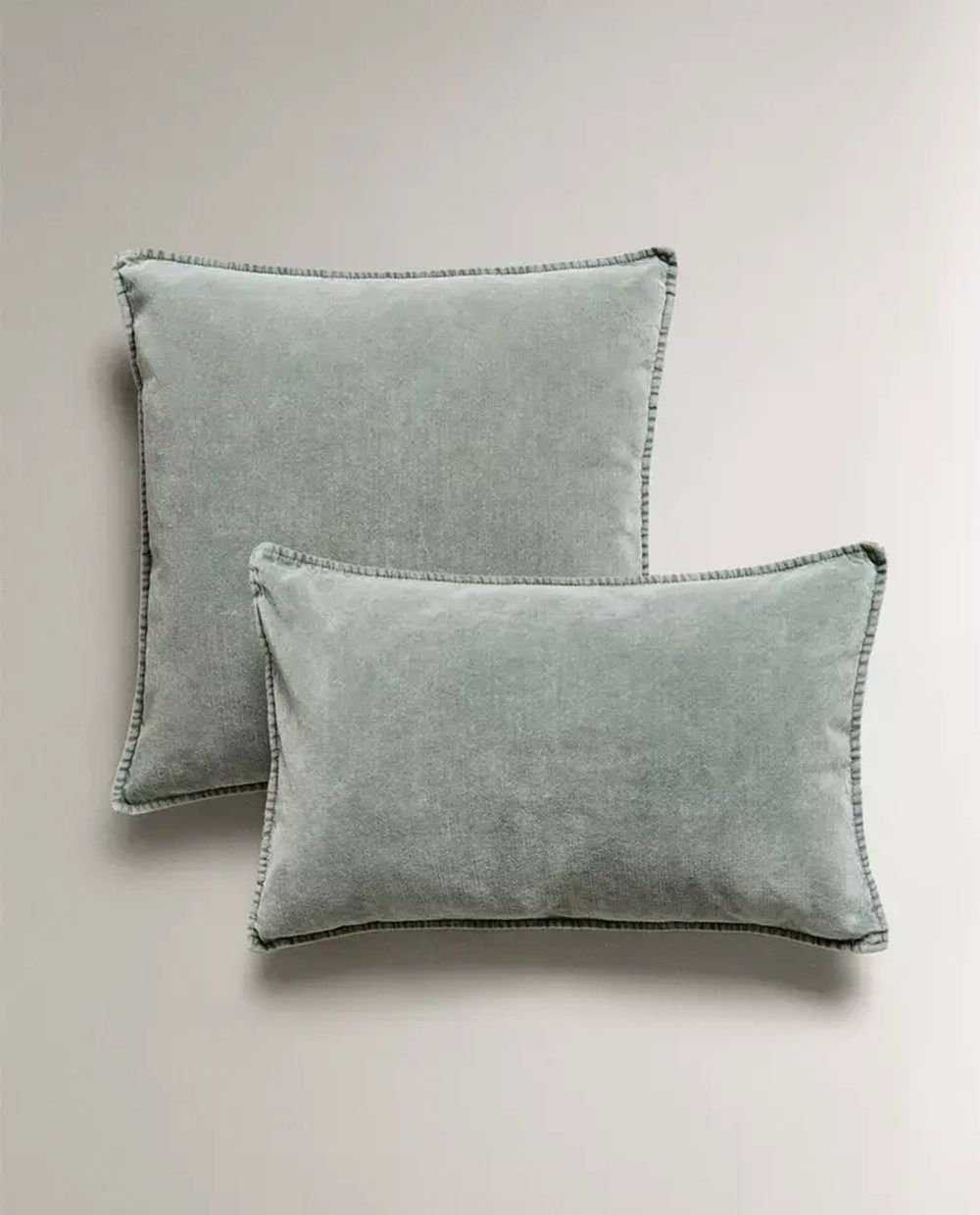 ZARA HOME БАРХАТНАЯ НАВОЛОЧКА ДЛЯ ДЕКОРАТИВНОЙ ПОДУШКИ, СИНИЙ