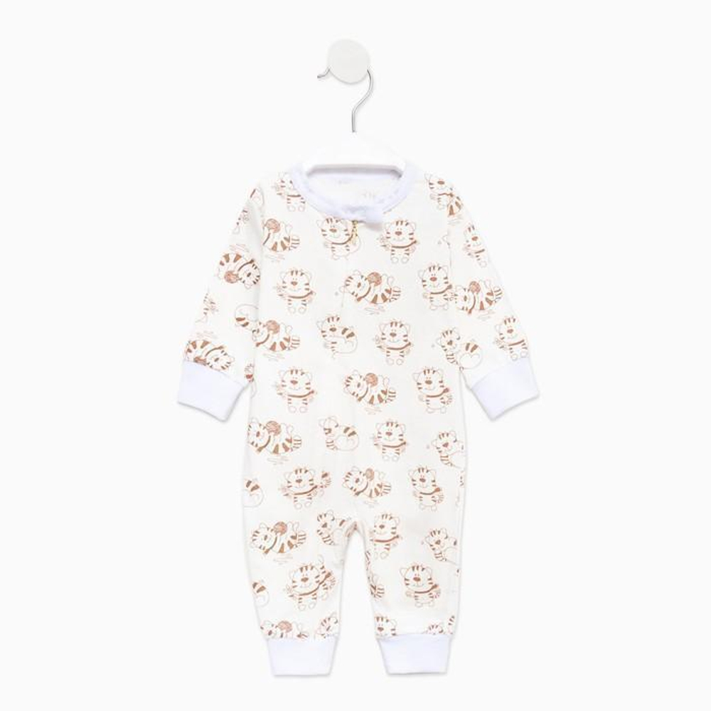 Комбинезон детский, цвет молочный/кошки, рост 56 см (Детская линия)