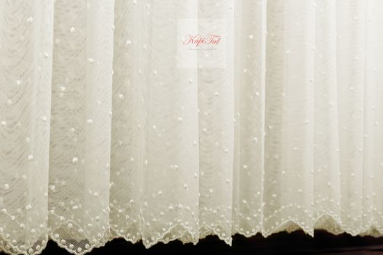 Тюль Горошки французская сетка (молочный)