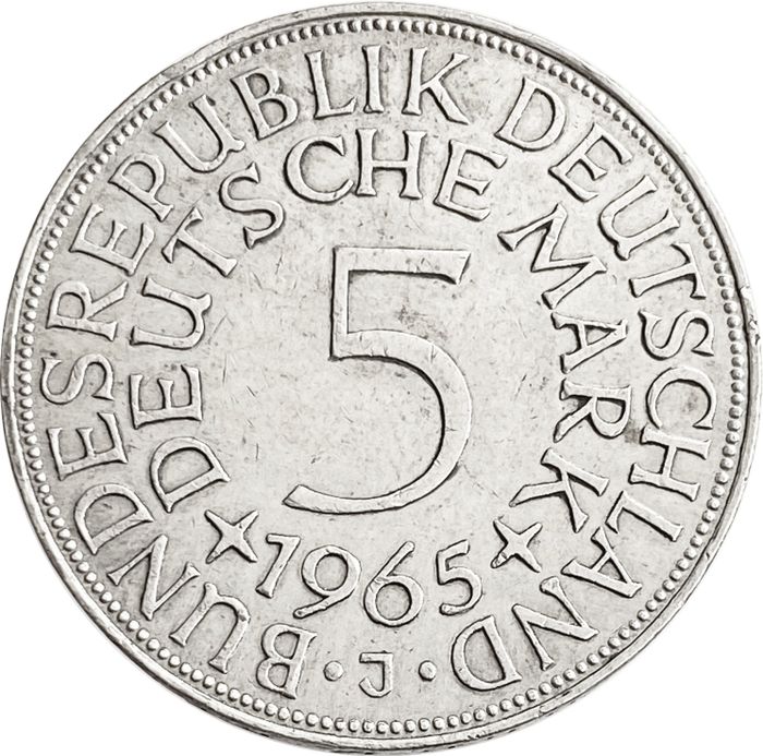 5 марок 1965 Германия "J"