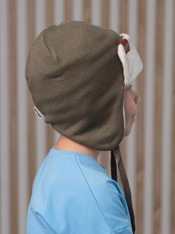 Шапка весенняя/осенняя вязаная (Серый хакки) ТОКИ велюр