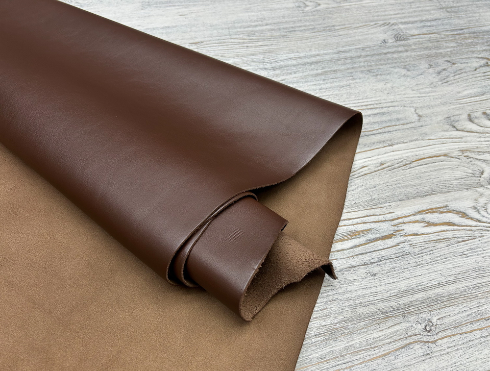 Рулон натуральной кожи из Италии Инферно цв. Коричневый / Inferno Light Brown