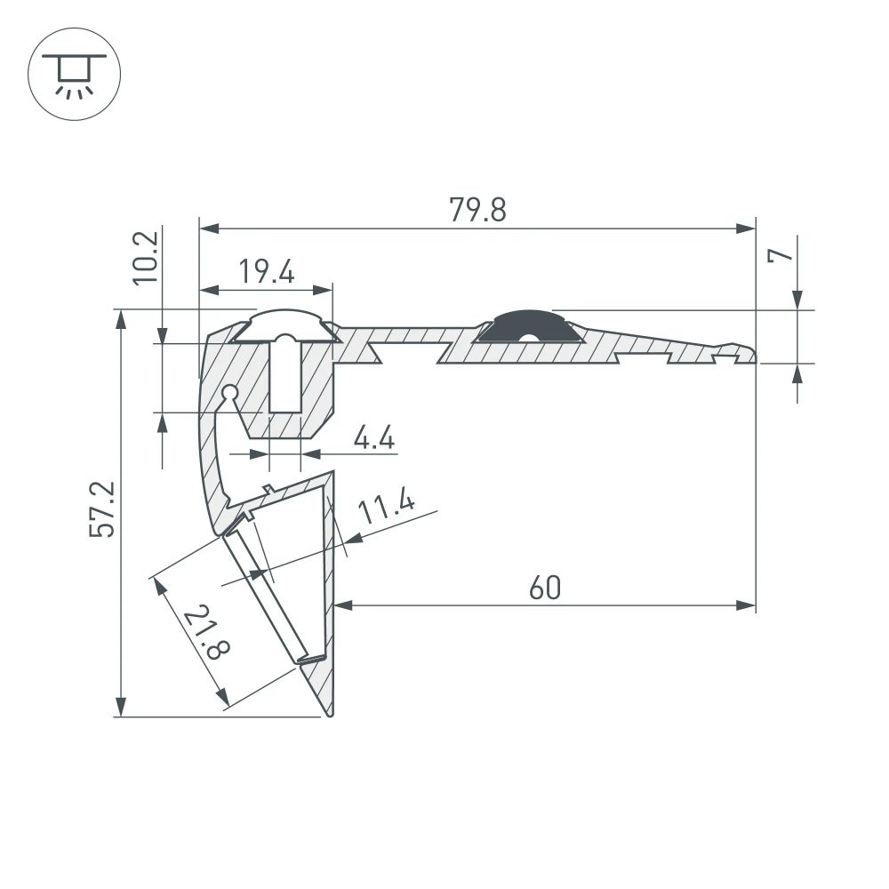 Профиль STEP-FRONT-2000 ANOD (Arlight, Алюминий) 023866