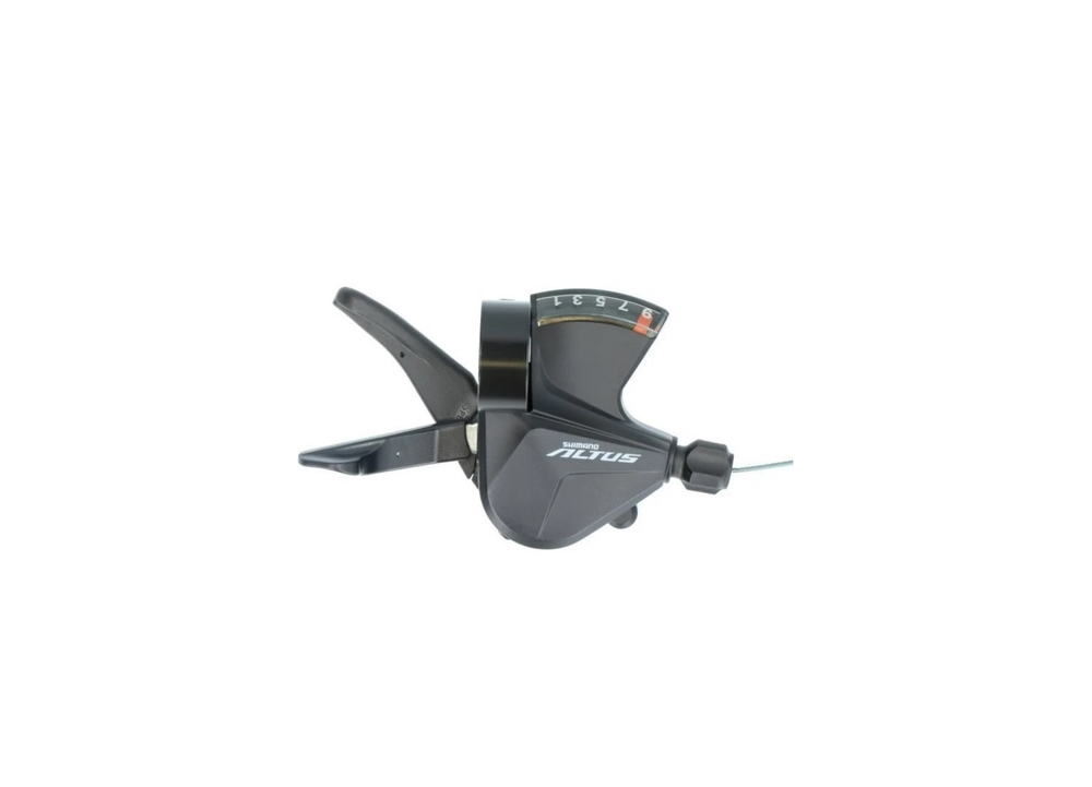 Шифтер Shimano Altus, M2010, правый, 9 скоростей, индикатор, трос 2050мм, черный