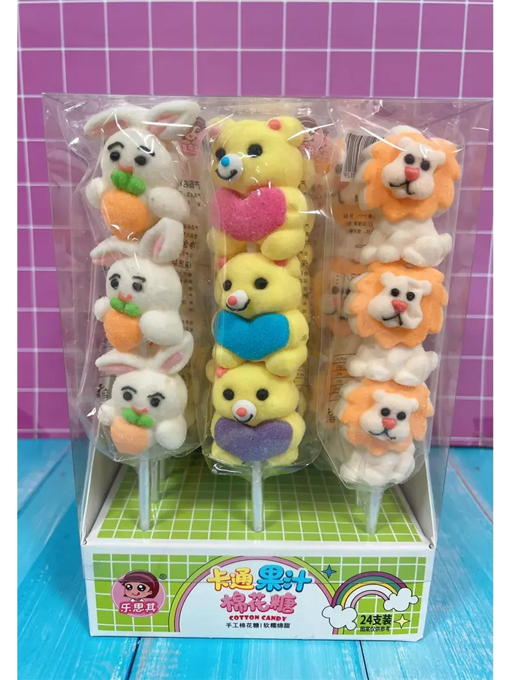 Маршмеллоу на палочке веселые Зверята 35 г * 24 шт