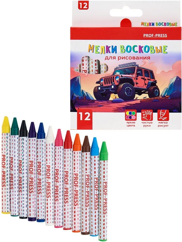 Мелки восковые 12цв. "Джиппинг" (Проф-Пресс)