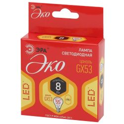 Лампочка светодиодная ЭРА RED LINE ECO LED GX-8W-827-GX53 GX53 8Вт таблетка теплый белый свет
