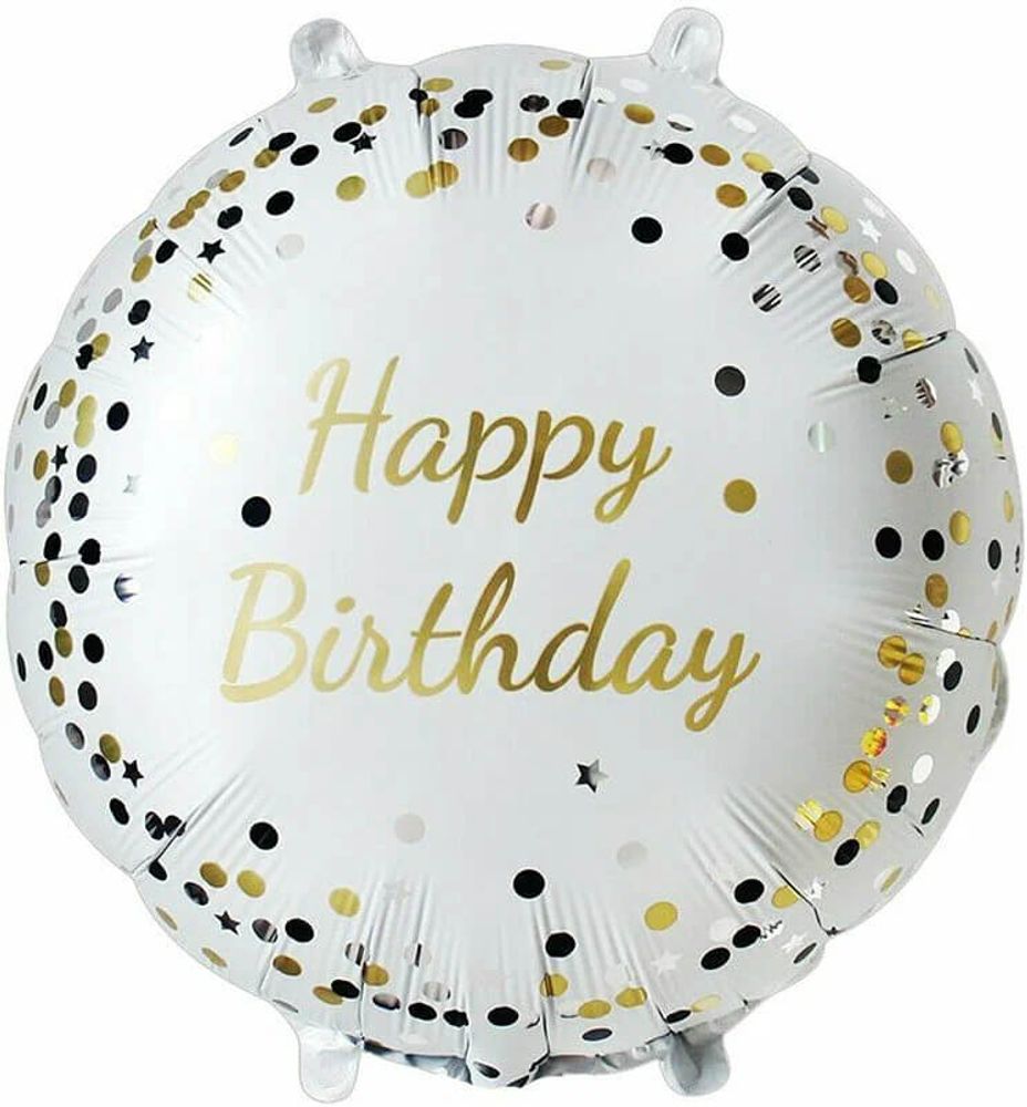 Шар круг Happy Birthday, конфетти