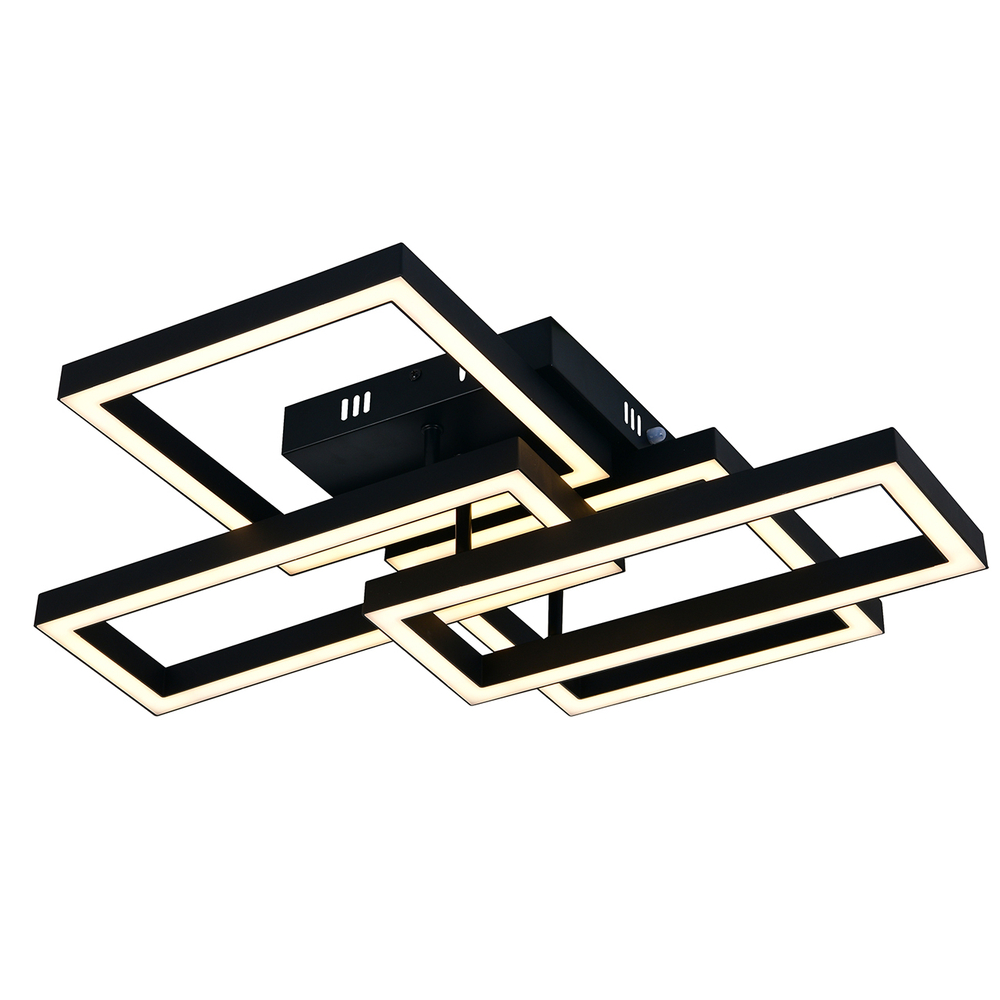 Потолочный светодиодный светильник 70Вт, 1920лм, 3000-6000K, Ra>80, плавная регулировка мощности, изменение цветовой температуры, ночник, пульт, металл/пластик, черный/белый