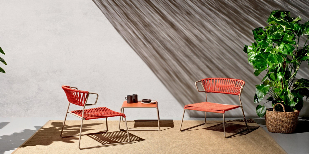 Кресло лаунж плетеное Scab Design Lisa Lounge Filo, тортора, оранжевый