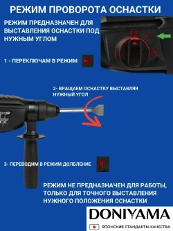 Перфоратор с набором и кейсом DONIYAMA 1400 Вт УСИЛЕННЫЙ УДАРНЫЙ МЕХАНИЗМ