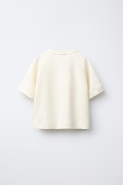 ZARA БАЗОВАЯ ФУТБОЛКА С РУКАВАМИ РЕГЛАН, ЭКРЮ