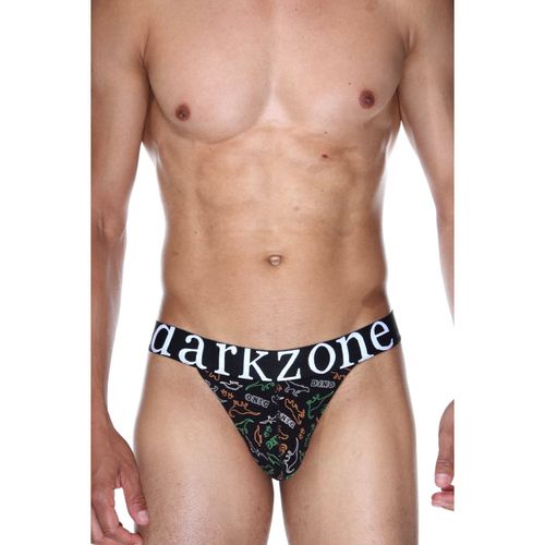 Мужские трусы танга черные с принтом DARKZONE DZN6184