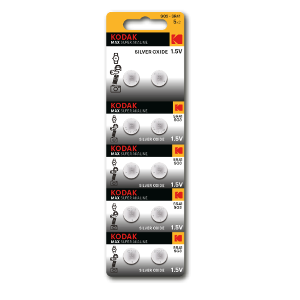 Батарейки Kodak SG3 SR736, SR41 MAX Silver Oxid Button Cell | Кнопочные (часовые)