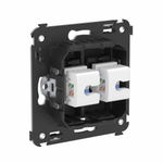 Компьютерная розетка RJ-45 без шторки в стену, кат.6А двойная, "Avanti", "Черный матовый"