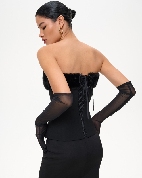 Топ из крепа с мехом