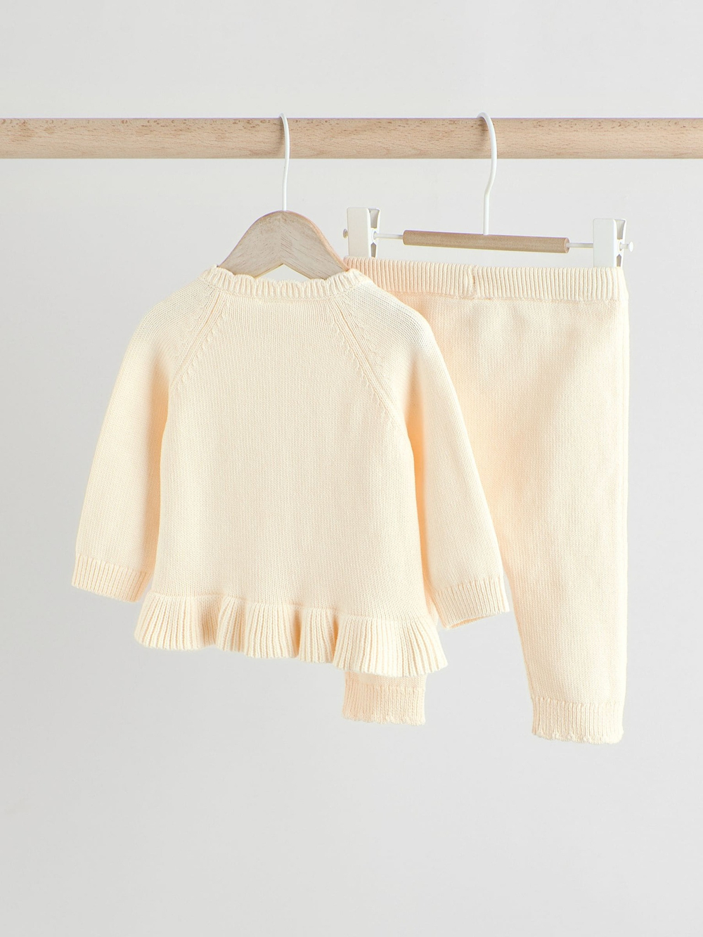 Вязаный кардиган и брюки в комплекте для девочек Next AW7-040, Белый