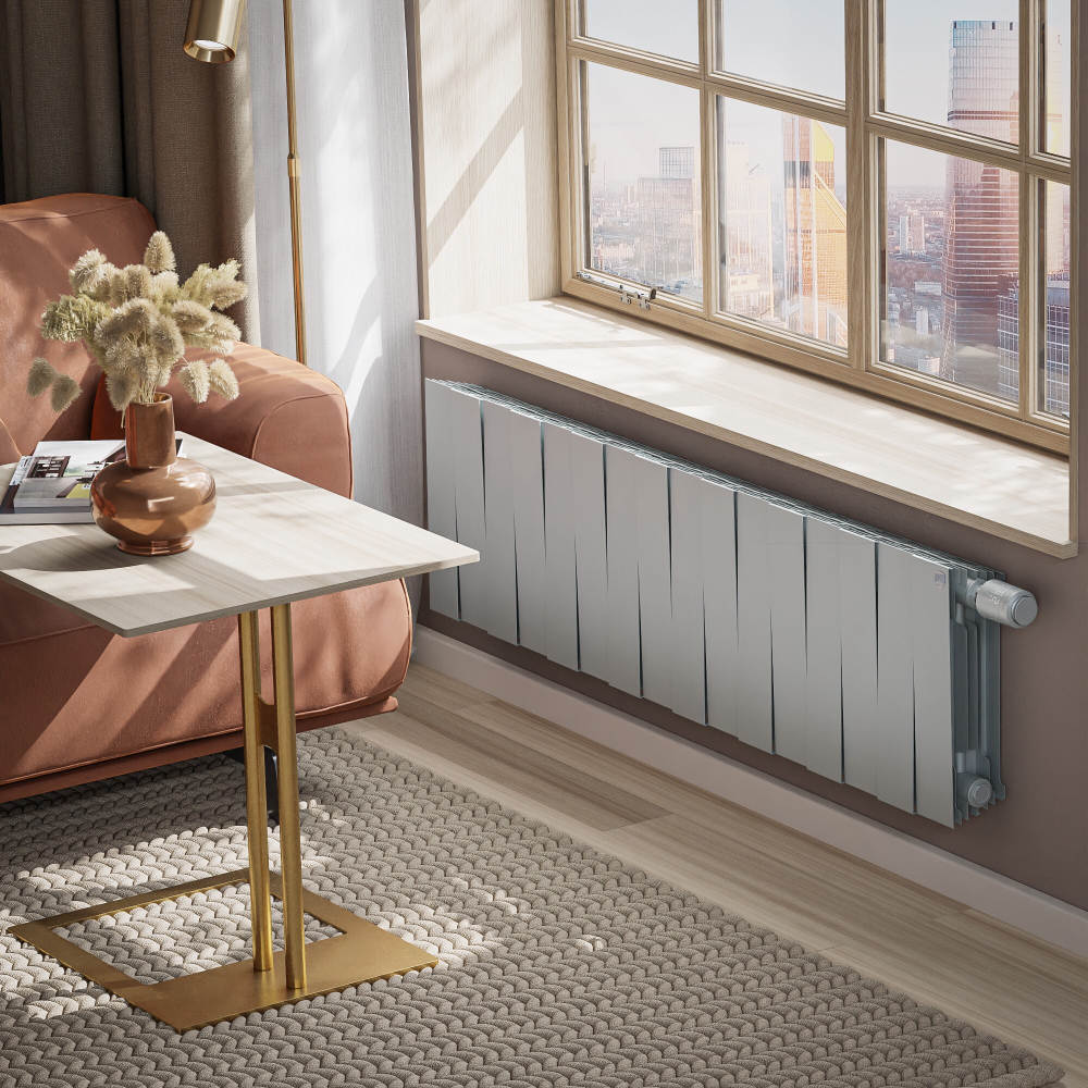 Радиатор биметаллический Royal Thermo PianoForte 300 Silver Satin 16 секций VDR (нижнее правое подключение)