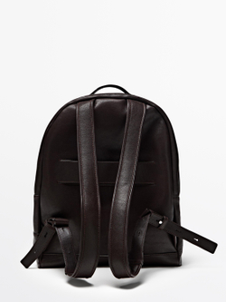 Massimo Dutti Рюкзак из кожи наппа, коричневый