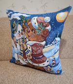 Декоративная гобеленовая наволочка для интерьерной подушки Новый год 47*47