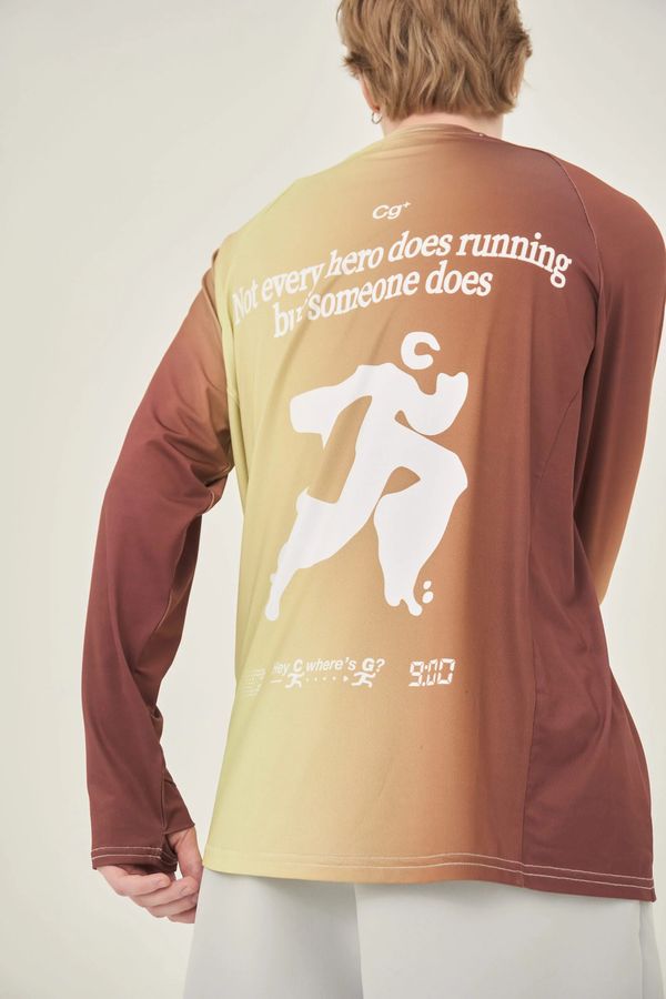 Лонгслив "C" Running медный+желтый неон - фото 2