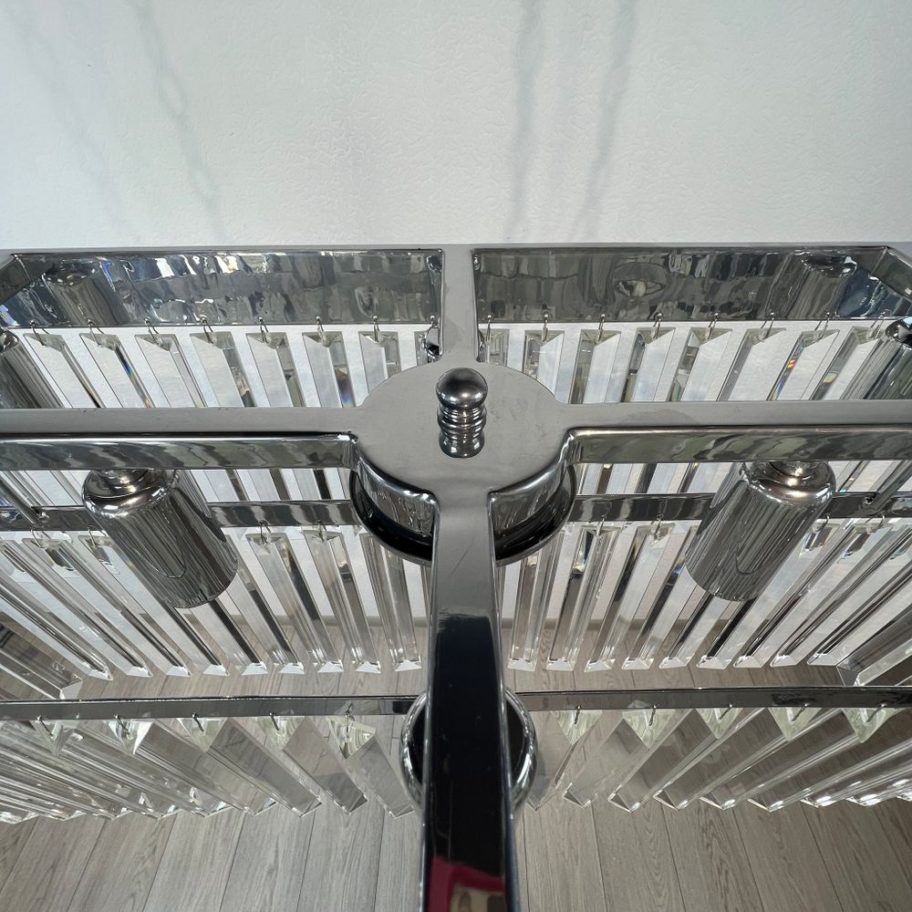 Подвесная Люстра Rh 1920S Odeon Clear Glass Fringe Chrome By Imperiumloft