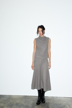 ZARA ЮБКА SOFT КЛЕШЕНОГО КРОЯ, СЕРЫЙ