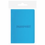 Обложка для паспорта, мягкий полиуретан, "PASSPORT", голубая, STAFF, 238405