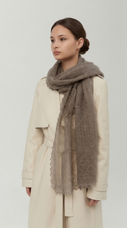 Оренбургский пуховый палантин А16070-03 серый