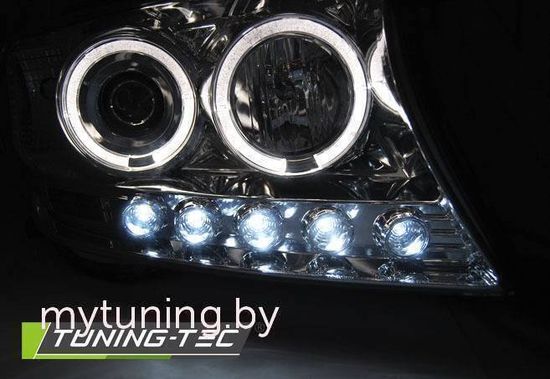 Передние фары Angel Eyes для Toyota Land Cruiser 200 (07-12) Chrome