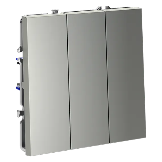 Выключатель встраиваемый VOLTUM S70 трехклавишный 10А, (сталь) vls030105