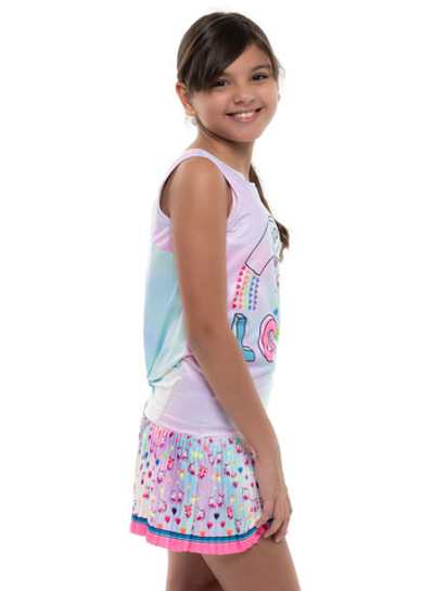 Футболка для девочки теннисная Lucky in Love Novelty Print Animoji Love Tie Back Tank Girls - разноцветный