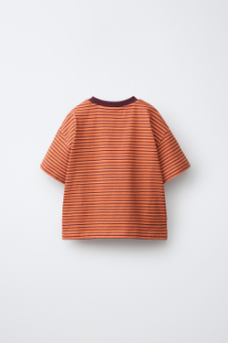 ZARA ФУТБОЛКА В ПОЛОСКУ, ЦВЕТ ЖЖЕНОГО АПЕЛЬСИНА