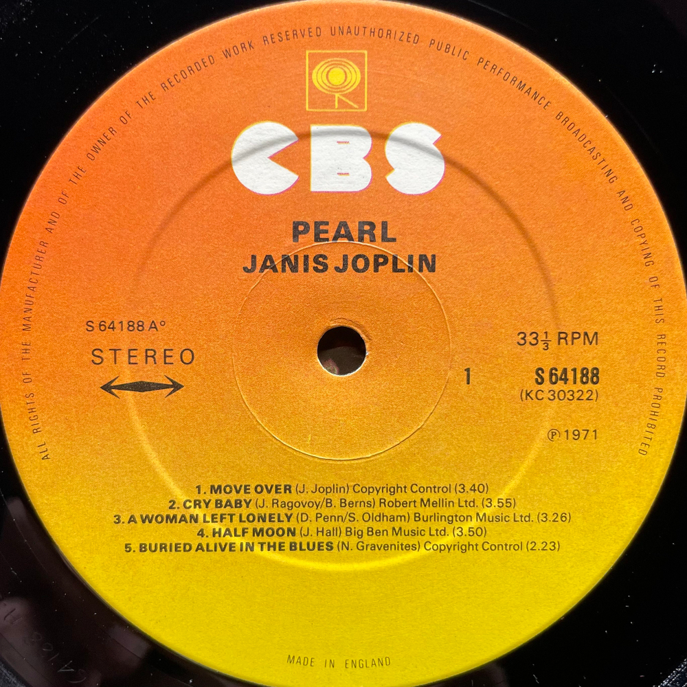 Janis Joplin ‎– Pearl (Англия 1981г.)