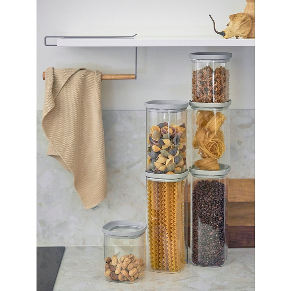 Банка для хранения квадратная Vacuum Glass, 1 л, светло-серая