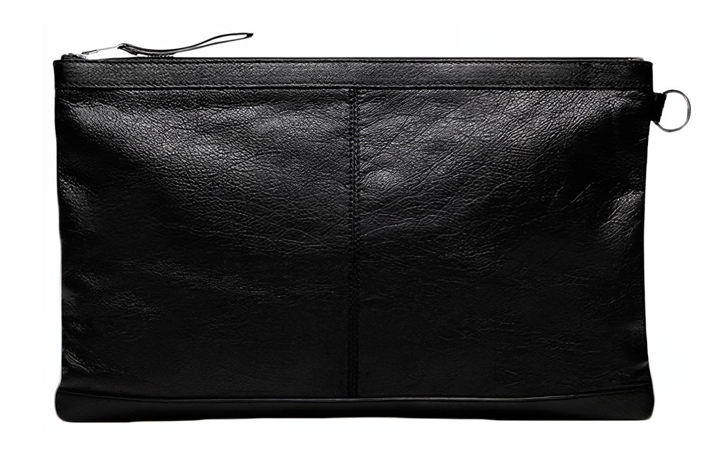 Balenciaga Zip Closure Wool Clutch Men"s Black