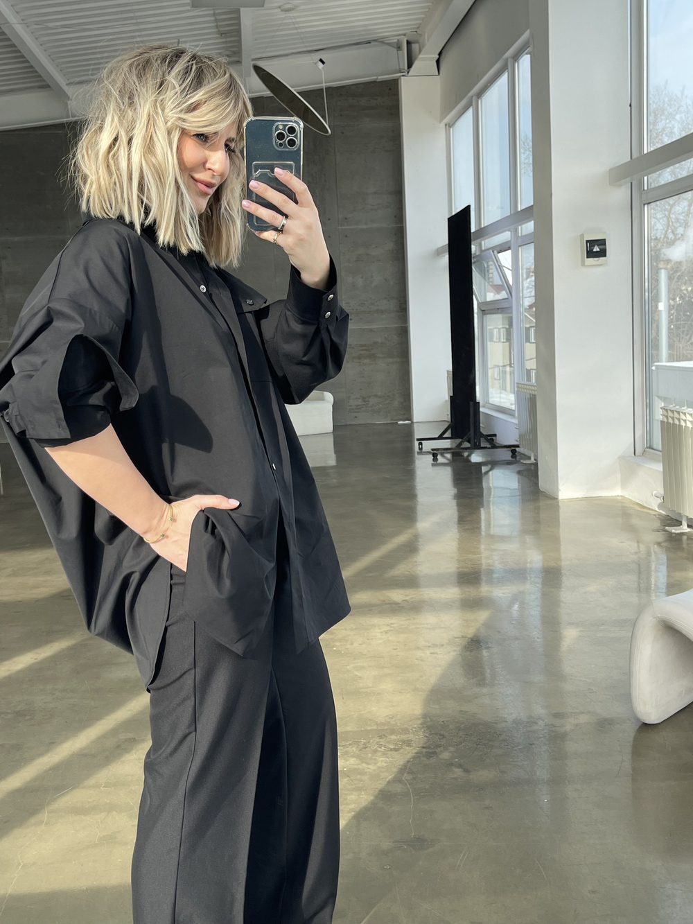 Рубашка с разными пуговицами черная 6