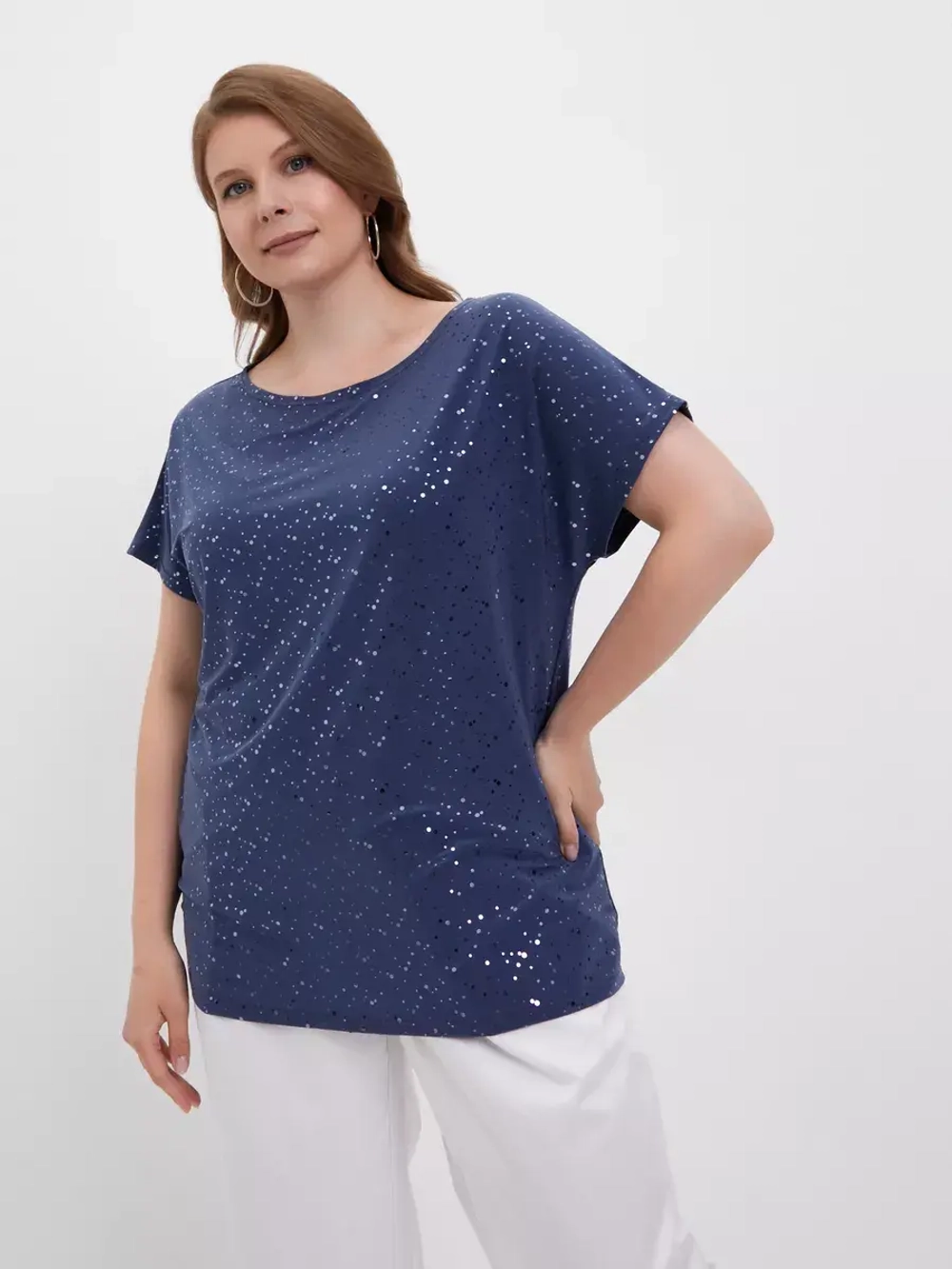 Блузка с пайетками короткий рукав