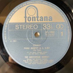 Винтажная виниловая пластинка LP Schubert Шуберт, The Amsterdam Quintet, Piano Quintet In A, D.667 The Trout (Англия 1969)