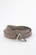 БАЗОВЫЙ ТОНКИЙ РЕМЕНЬ С ТРЕУГОЛЬНОЙ ПРЯЖКОЙ ЗАМША СЕРЫЙ