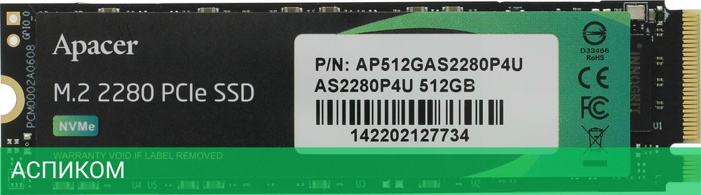 SSD диск Apacer AS2280P4U 512GB (AP512GAS2280P4U-1)