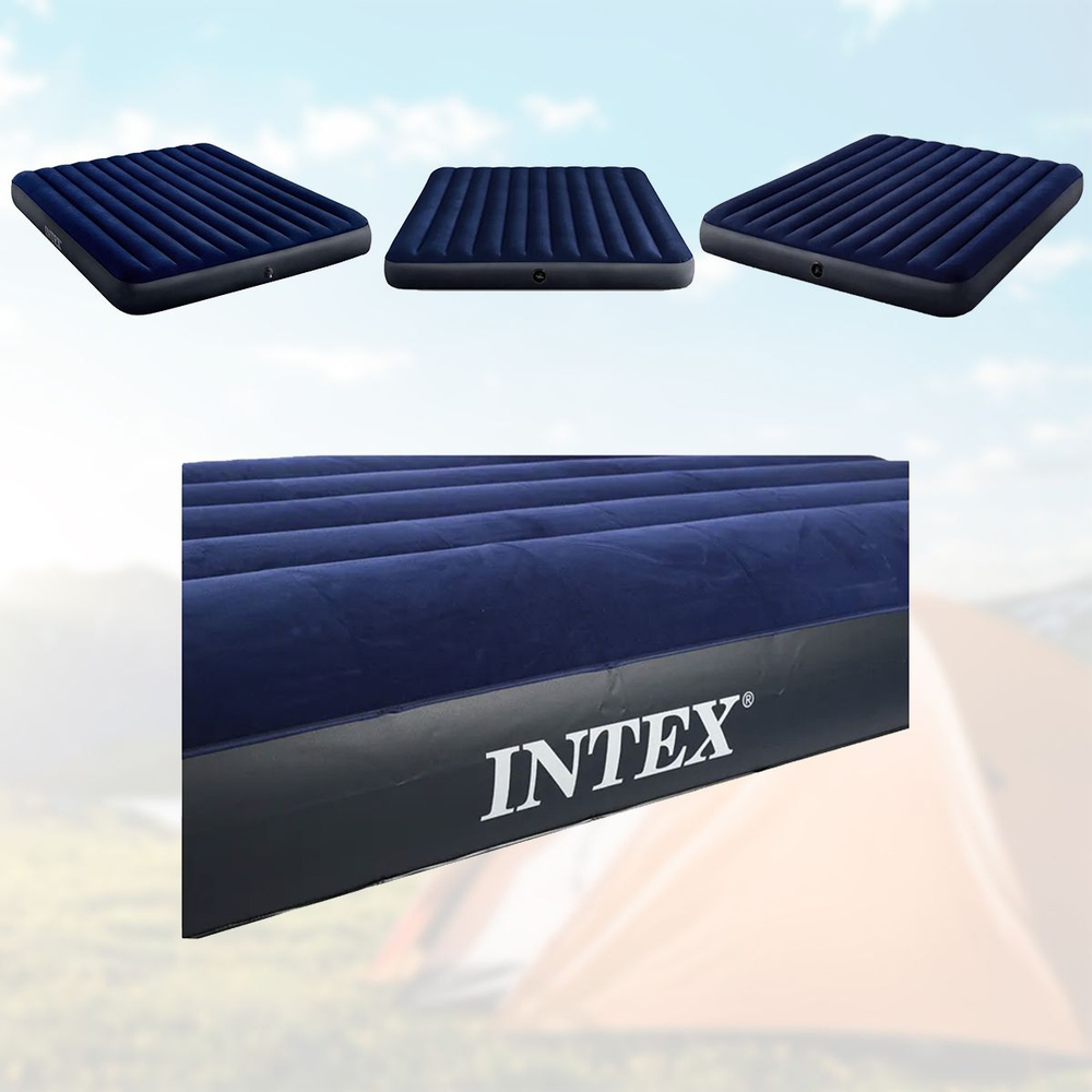 Надувной матрас полуторный Intex (137х191х25 см), цвет бирюзовый