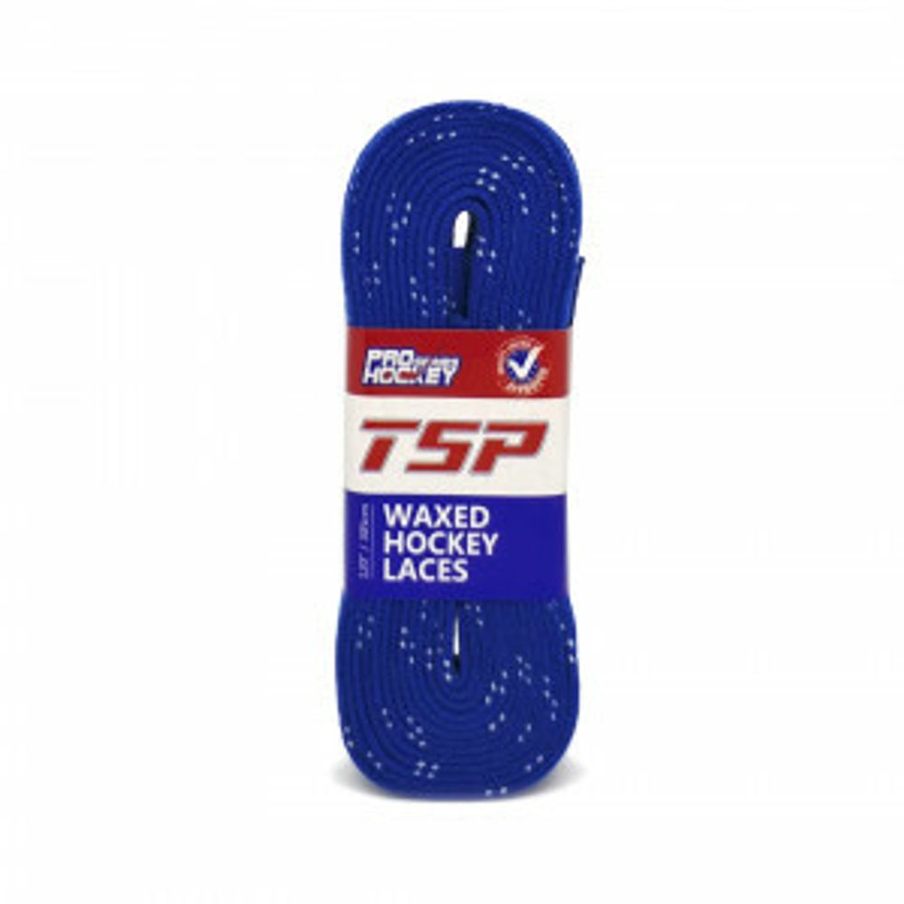TSP Шнурки хоккейные c пропиткой Hockey Laces Waxed (Royal, 305 см)