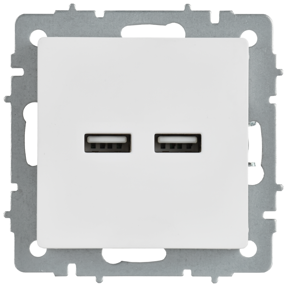BRITE Розетка USB A+A 5В 3,1А РЮ10-1-БрАБ арктический белый IEK