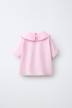 ZARA ФУТБОЛКА С БАНТОМ И ШАРФОМ, ПАСТЕЛЬНО-РОЗОВЫЙ