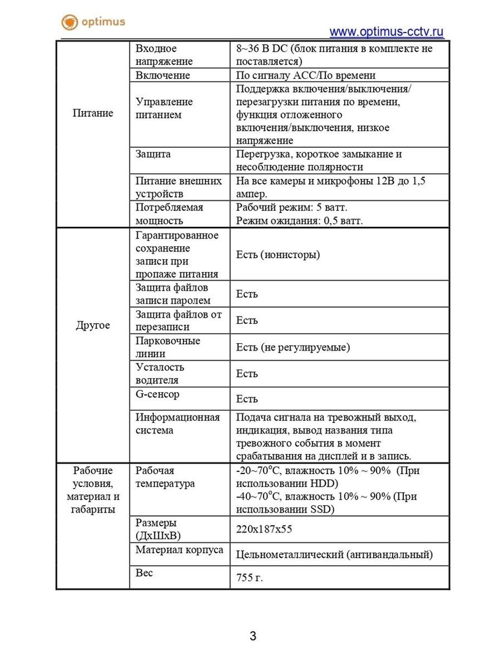Видеорегистратор Optimus MDVR-2041E 4G/Glonass